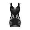 vestido preto leve malha transparente alças duplas tecido flexível poliamida elastano sensual noite quente verão elegante ajustado respirável europeu