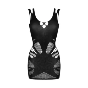 vestido preto leve malha transparente alças duplas tecido flexível poliamida elastano sensual noite quente verão elegante ajustado respirável europeu