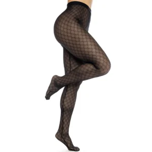 meia calça rede preta transparente estampada geométrica elástica poliamida elastano versátil festa casual elegante sensual confortável modeladora