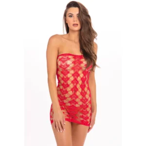 vestido tubo malha elástica justo corpo vermelho coração bordado ombros descobertos sensual sexy composição nylon elastano
