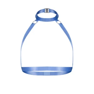 Shaderi sutiã arnês azul elástico ajustável colarinho fecho traseiro alças alta qualidade poliamida elastano design europeu elegante envolvente silhueta sensual