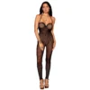 bodystocking rede preta sem costura decote largo armação fechos ajustáveis amarrar sem pés tanga não incluída