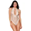 Body branco renda rede malha transparente pérolas quatro fios costas sensual feminino delicado ajustável nylon elastano