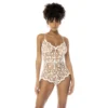 body branco transparente celina renda bordada floral delicado macacão alças ajustáveis semiajustada elegante noiva sensual algodão poliamida