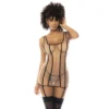 camisola rede transparente cetim preto Mapalé lingerie ligas removíveis ajustáveis tanga combinando laço costas silhueta ajustada poliamida sensual ousadia