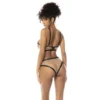 Conjunto 2 peças preto e bege Havana, em malha fina, sutiã com aros e calcinha de cintura alta - MAL8849NUBK