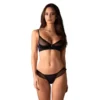 conjunto lingerie duas peças preto sutiã transparente decorado tanga tule alças ajustáveis fecho gancho costas copas aro enchimento parcial