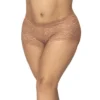 shorty tamanho grande renda taupe suave toque pele coleção Mapalé poliamida 90 elastano 10 elasticidade alta conforto cintura média