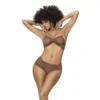 conjunto lingerie renda cacau top franzido frontal tanga franzida laterais coleção Mapalé poliamida elastano toque macio ajuste confortável