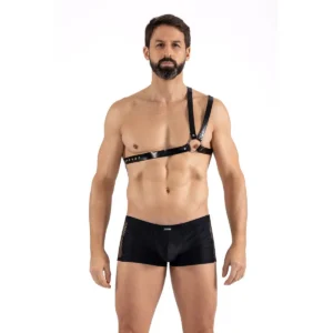 Arnês masculino couro sintético alças duplas ombro único fivela ajustável fácil colocação poliuretano metal