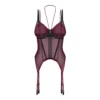 corset Parisel sofisticado sensual ajustável transparente bordô preto contrastante armação copas alças reguláveis fecho costas sem níquel hipoalergênico ligas integradas