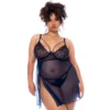 camisola noite tamanho grande transparente renda moderna orgânica armações fenda lateral alças ajustáveis tanga combinando regulável silhueta solta azul marinho