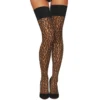 meia calça autoadesiva estampada leopardo cinta elástica faixa silicone feminina conforto modeladora antiderrapante resistente flexível durável