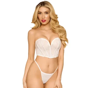 corpete renda armação strass pérolas branco alças transparentes removíveis tanga combinando nylon elastano modelador rendado elegante sensual