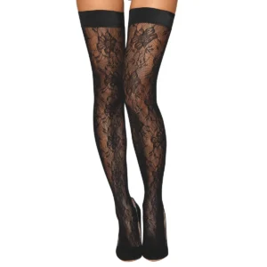 meia calça autoadesiva fantasia preta autossustentavel liga elastica faixa silicone antideslizante conforto modelagem elegante resistente nylon elastano festa sensual