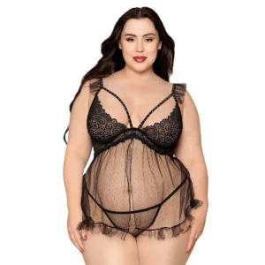 babydoll preto strass alças ajustáveis ombros costas tanga fio dental correspondente inclusa nylon spandex