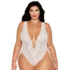 Conjunto duas peças tamanho grande bodystring renda branco alças ajustáveis colar corrente pérolas brancas coração destacável nylon elastano