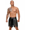 saia gladiador masculina couro ecológico plissado PVC ornamento botões poliéster elastano revestimento polimérico ajuste cintura cós decorativa gótico