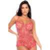 macacão curto renda bordada transparente cereja elegante confortável algodão semiajustado alças ajustáveis fecho pressão virilha delicada leve lisonjeira noite respirável