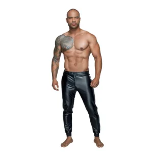 treggings envernizado brilho elástico corte moderno cintura extensível tecido poliéster elastano revestimento polímero justo flexível elegante