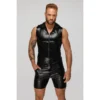 top sem mangas zíper capuz transparente estampa cobra aspecto molhado elástico powernet ajustado sexy colado brilho poliéster elastano revestido polímero