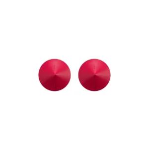 Protetores mamilos vermelhos couro natural forro silicone macio ajuste conforto acabamento liso logotipo relevo marca estilo minimalista elegante
