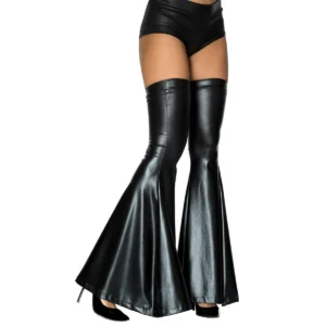 calças boca sino efeito molhado preto brilhante elástico moldante justas sensuais provocantes glamorosas sedutoras poliéster flexível