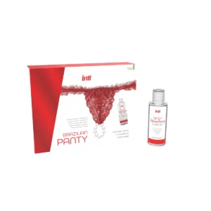 calcinha brasileira vermelha fio dental renda fina anel pérolas único sensual provocante estimuladora gel deslizante sabor morango aquoso portátil irresistível