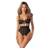 body preto copas armação acolchoadas levantam busto painéis transparentes renda animal entreperna aberta ajustável costuras verticais esculpem silhueta