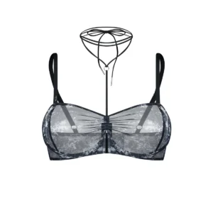 sutiã transparente malha qualidade fecho ajustável três posições franzido frontal aros decorativo brilhante conectores redondos sem níquel europeu poliéster elastano