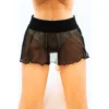 mini saia preta transparente tule leve fluida sexy evasê ondulada cós largo elástico cintura acinturada tecido vaporoso glamourosa sedutora