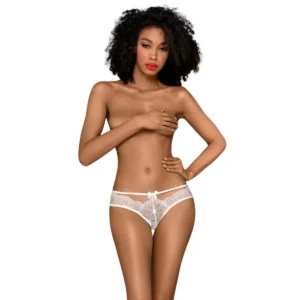 calcinha branca renda delicada tiras cintura laço cetim costas toque glamouroso sexy poliamida elastano conforto leve sensual ajuste