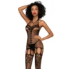 corpointeiro sofisticado preto rede malha superior golaalta imitação meias cintaliga integrada coleção nylon elastano modelagem ajustada sensual realce silhueta