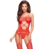 bodystocking vermelho rede sensual estilo modelo rendado ligas meias abertura virilha transparente elastica nylon elastano penthouse exclusiva