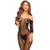 bodystocking preto renda semitransparente decote amplo manga três quartos abertura virilha design sensual sofisticado elasticidade nylon elastano provocante ajuste modelador