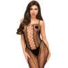 macacão rendado preto penthouse rede amarração frente costas alças finas virilha aberta transparências tiras sexy nylon elastano sedutor ajustável lingerie