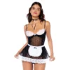 fantasia empregada sexy francesa atrevida mapalé vestido armação alças ajustáveis avental tiara tanga renda contrastes sensual feminina colombiana