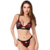 Conjunto Sexy Duas Peças Tule Transparente Bordado Rosas Romântico Sensual Refinado Valoriza Silhueta Sutiã Aro Alças Ajustáveis