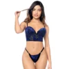 Conjunto Mapalé veludo floral luxuoso sensual bustiê aro sustentação decote realçado alças removíveis costas ajustáveis tanga