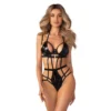 Keira Lise teddy preto imitação látex aparência molhada cintura acentuada alças duplas quadris curvas femininas armação suporte busto