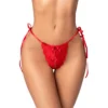 fio dental renda vazada vermelho sexy tiras laterais ajustáveis refinada delicada cetim acetinado romântico sensual confortável provocante Mapalé