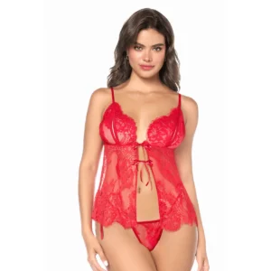 Babydoll travesso sensual Mapalé assinada laços frontais atrevidos alças ajustáveis suporte perfeito tanga renda lateral amarrar acetinado refinado