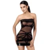 mini vestido tule flocado padrão único estilo bondage ombro descoberto faixas acabamento brilho elástico suave suporte conforto poliéster elastano