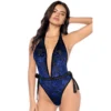 teddy decotado veludo floral Mapalé brilho refinado colarinho halter tiras laterais decorativas botões pressão macio elástico sensual luxuoso moderno irresistível
